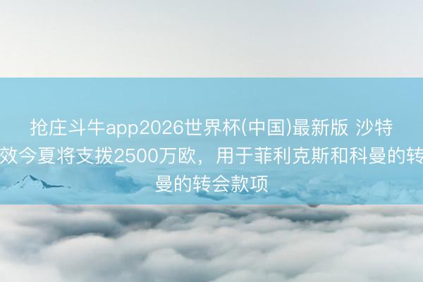 抢庄斗牛app2026世界杯(中国)最新版 沙特媒:生效今夏将支拨2500万欧,用于菲利克斯和科曼的转会款项