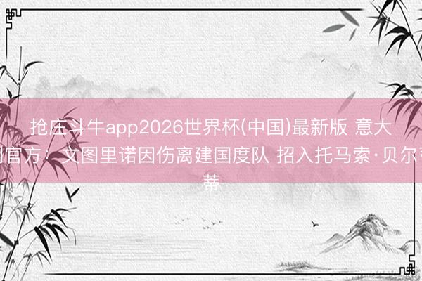 抢庄斗牛app2026世界杯(中国)最新版 意大利官方：文图里诺因伤离建国度队 招入托马索·贝尔蒂